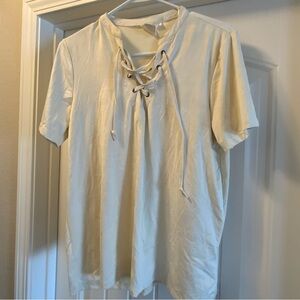 White Crow Cream Tie Front Sailor Collar Tee